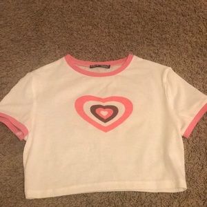Shein heart print ring crop top in pink